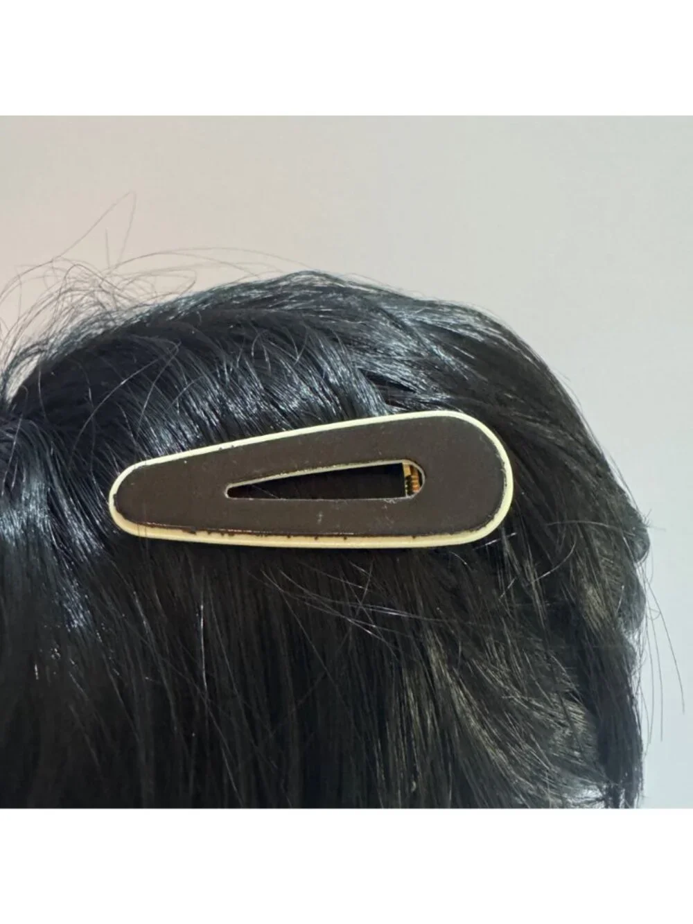 Black & Cream Acrylic and Metal Hair Clip Modern Style 2.75 Inches New